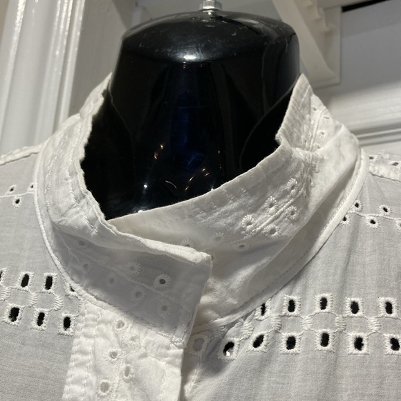 Maurices White Cotton Long Sleeve Eyelet Lace Safari Cargo Shirt Jacket - Sz L - Picture 11 of 14